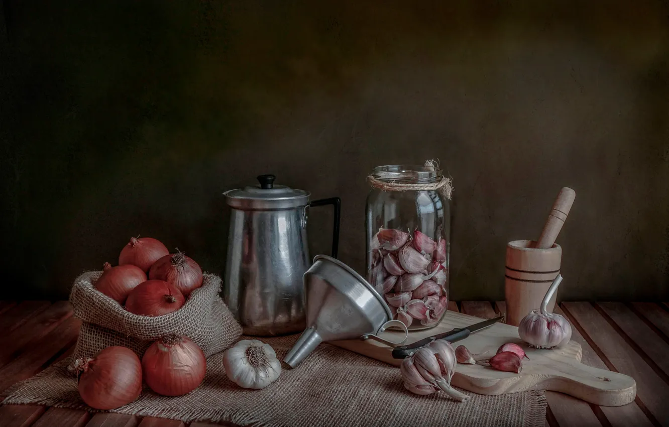 Photo wallpaper bow, garlic, against all disease