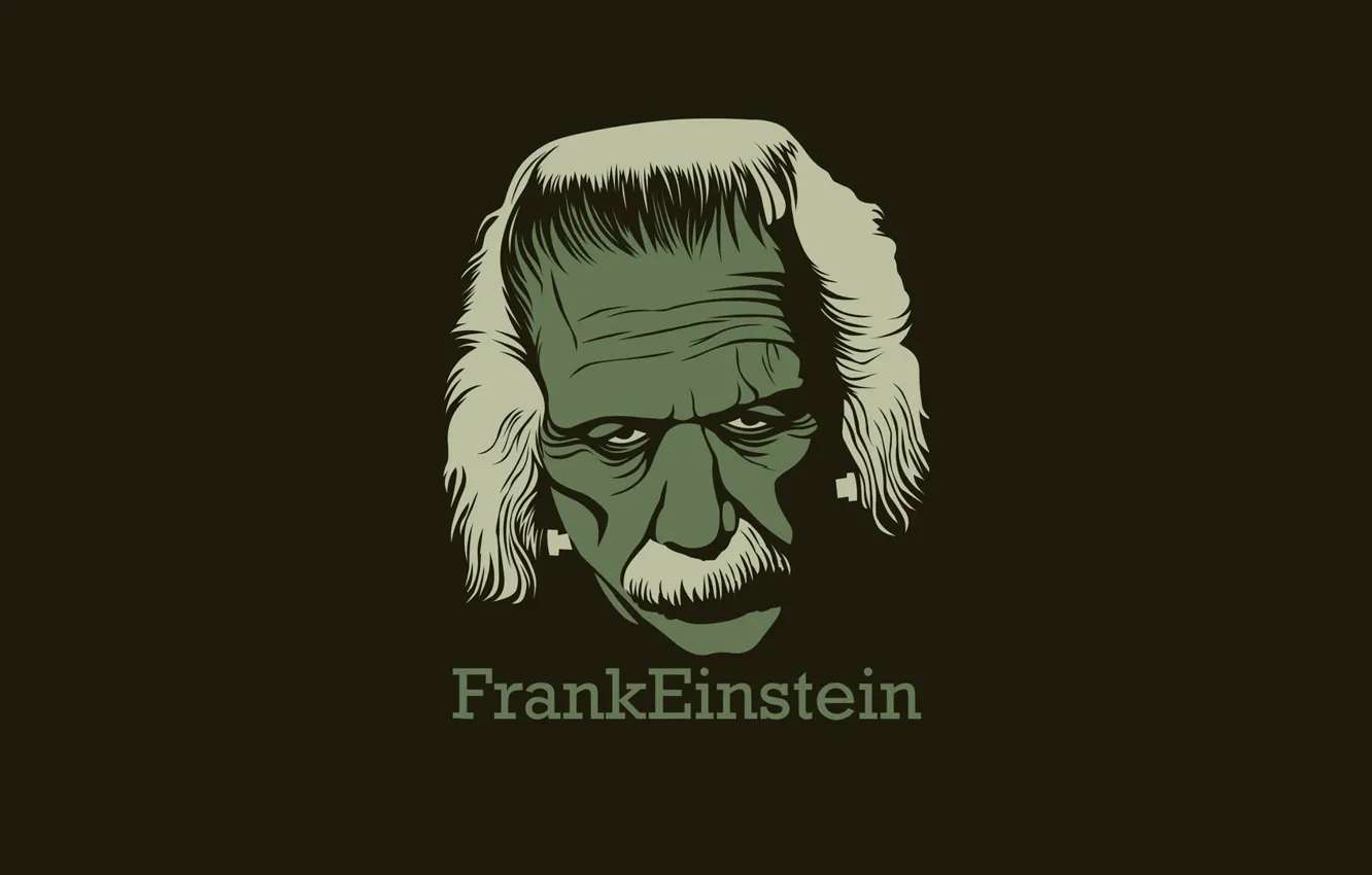 Photo wallpaper green, minimal, Einstein, Happy Christmas