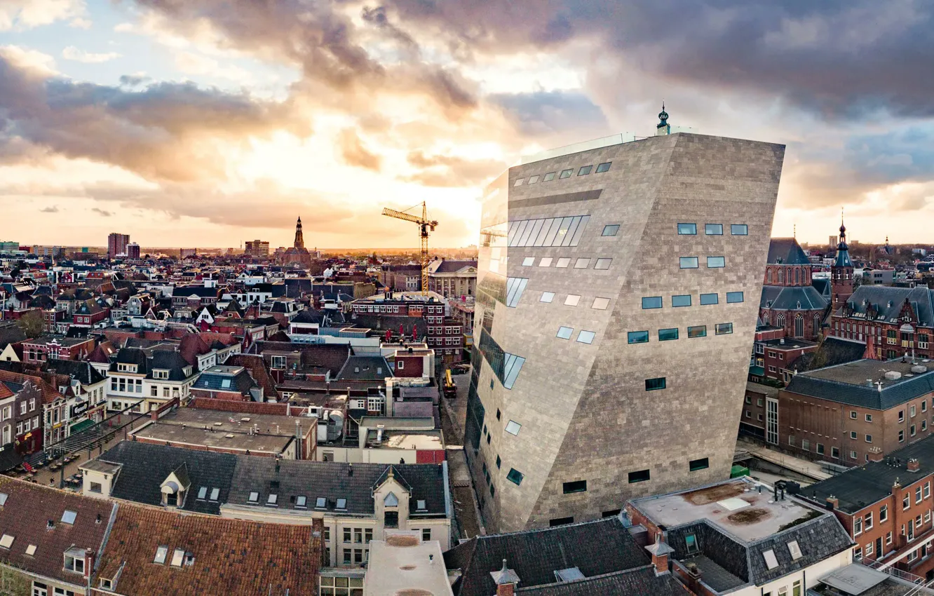 Photo wallpaper the city, building, home, Netherlands, architecture, Groningen, by NL Architects, history and modernity