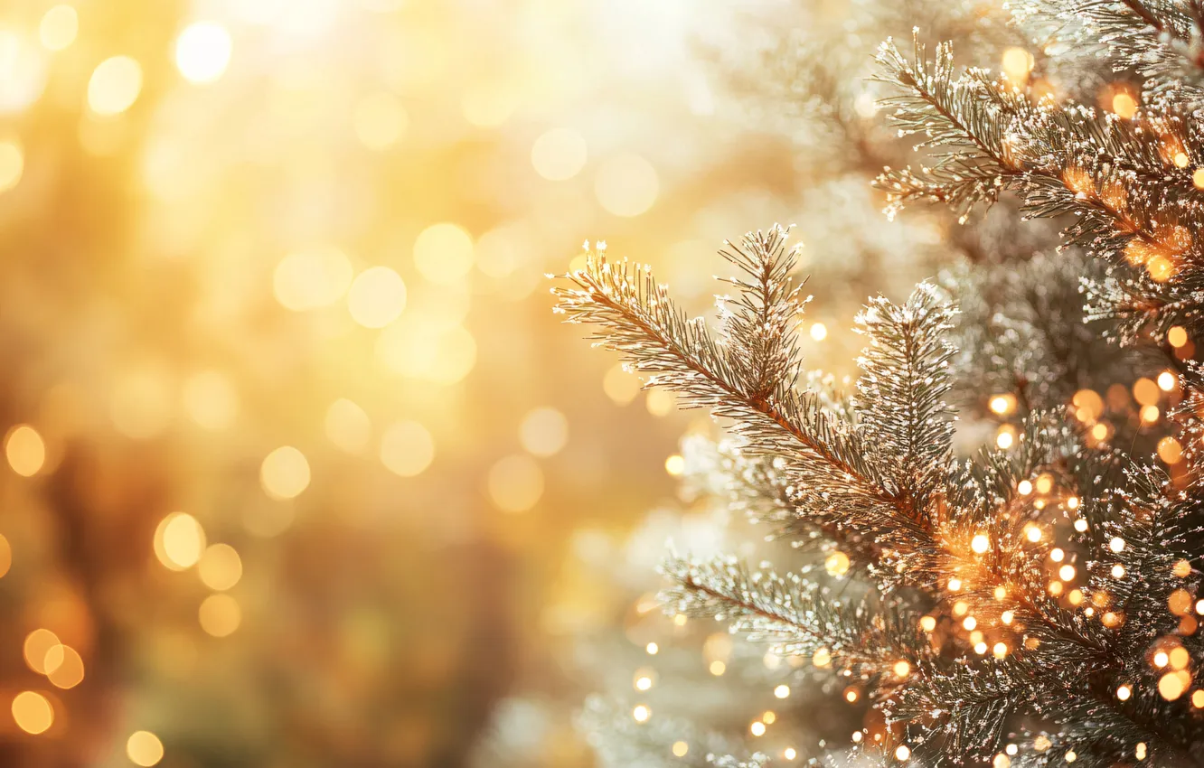 Photo wallpaper winter, light, branches, lights, glare, holiday, Shine, new year