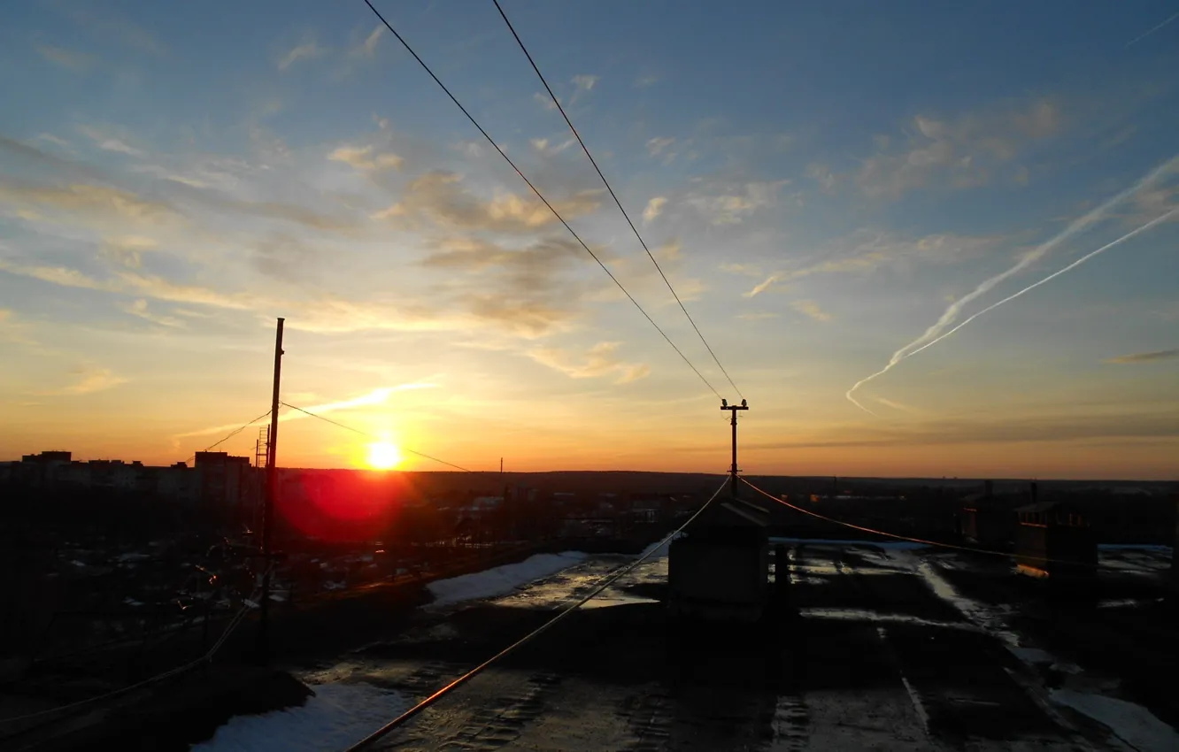 Photo wallpaper roof, the sky, sunset, the city, Kaluga, Kaluga