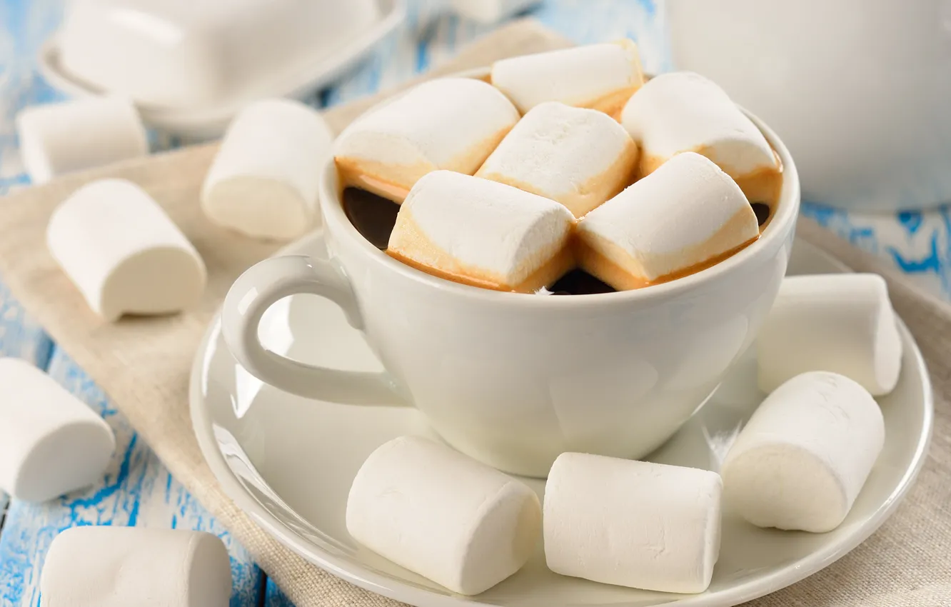 Photo wallpaper coffee, mug, Cup, sweet, marshmallows
