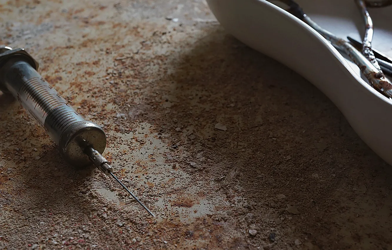 Photo wallpaper macro, background, syringe