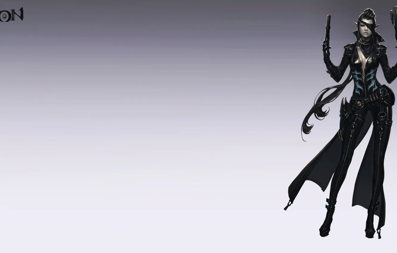 Photo wallpaper girl, gun, arrows, elf, art, cloak, Aion, Aion 4.0