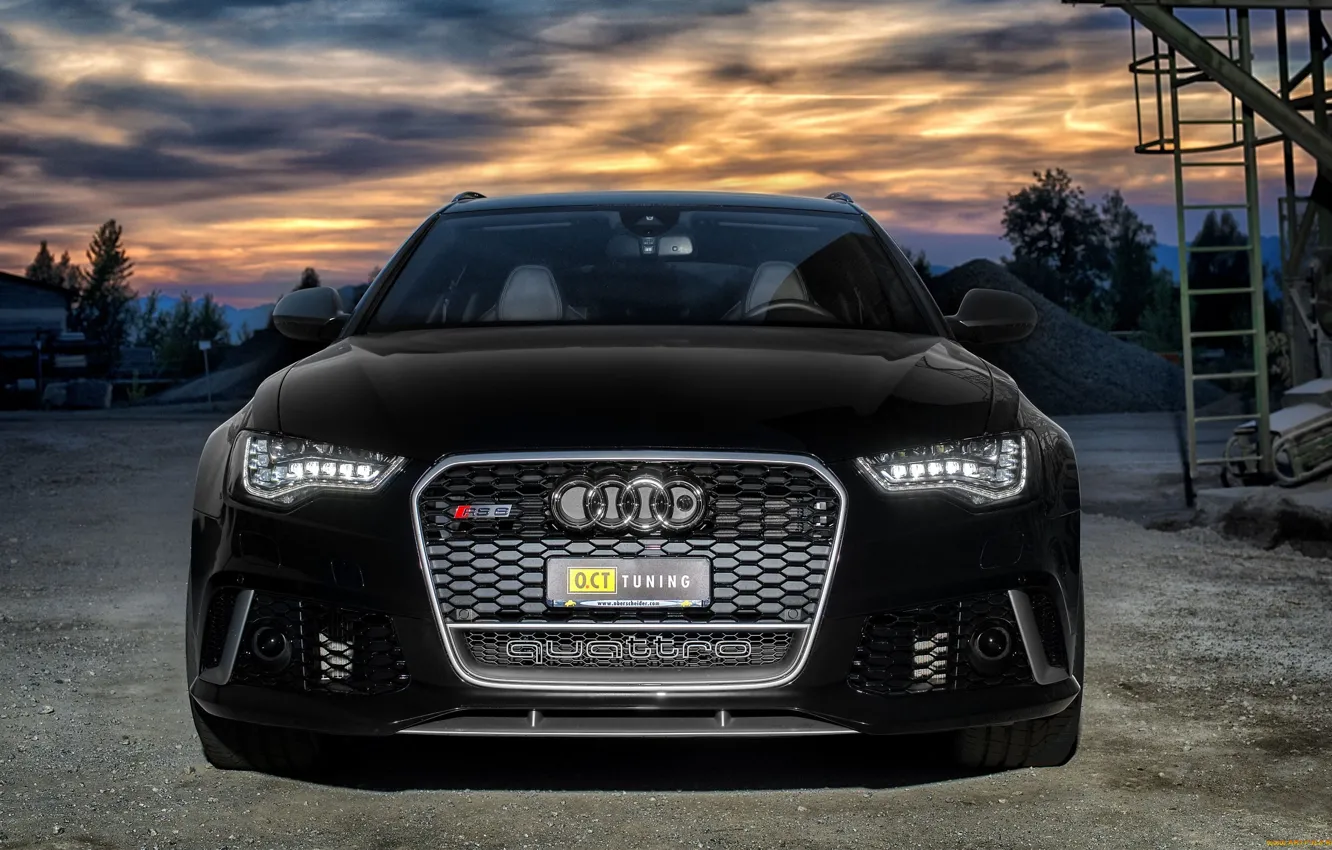 Photo wallpaper Audi, Audi, black, black, quattro, universal, RS6, РС6