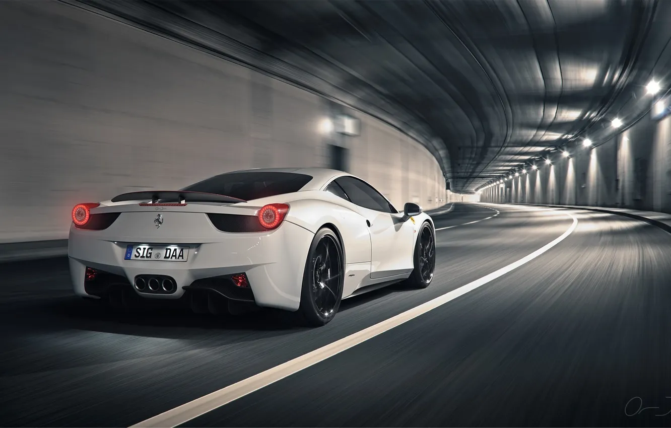 Photo wallpaper the tunnel, Ferrari, in motion, Ferrari 458 Italia