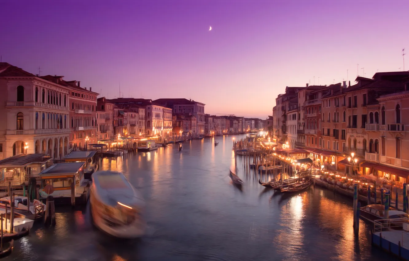 Photo wallpaper the city, river, home, the evening, Europe, Venice, channel, gondola