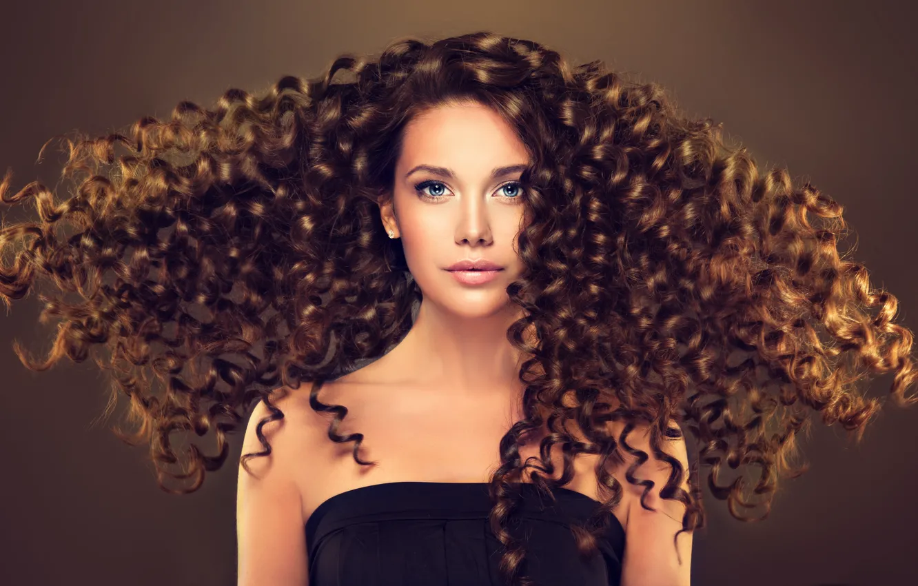 Photo wallpaper look, girl, face, hair, hairstyle, blue eyes, curls, Sofia Zhuravets'