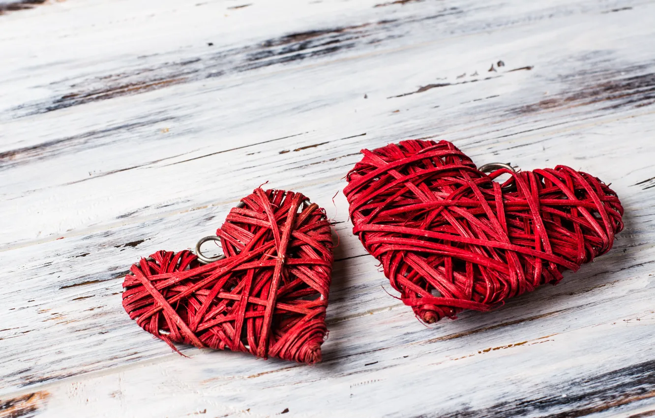 Photo wallpaper love, heart, hearts, red, love, wood, romantic, hearts