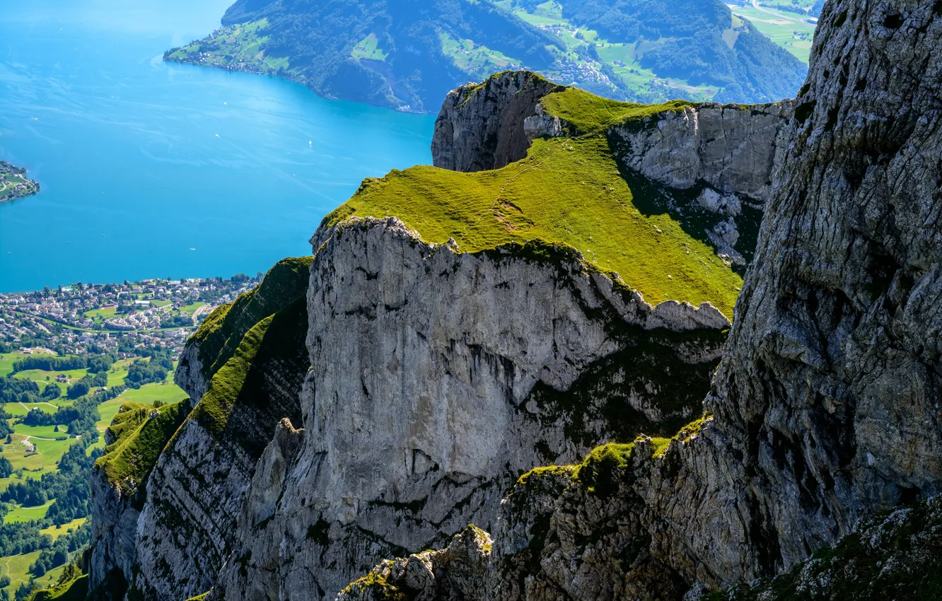 Photo wallpaper Nature, Mountains, Rocks, Switzerland, Alps, Landscape, Pilatus