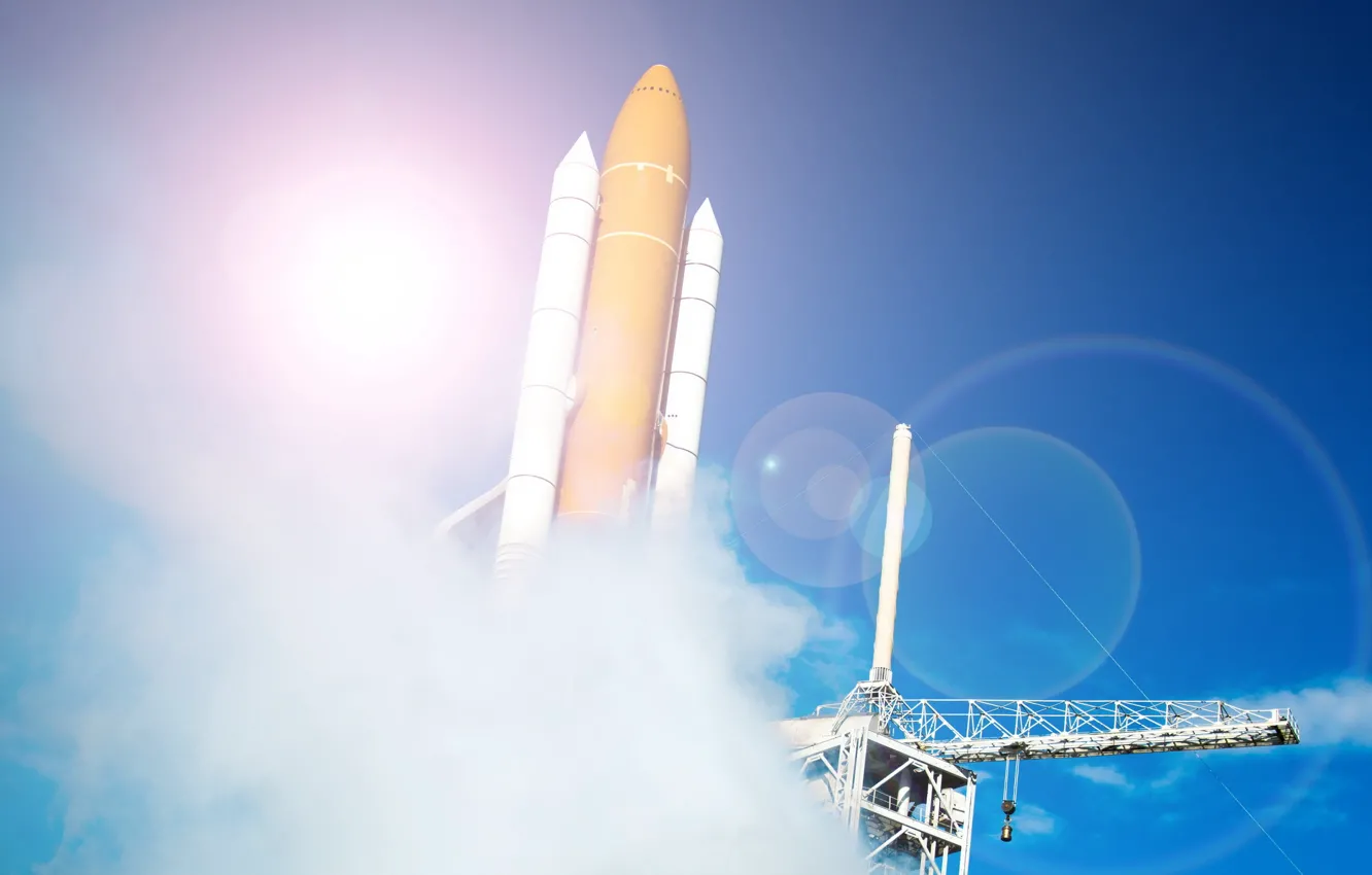Photo wallpaper the sky, start, Space Shuttle