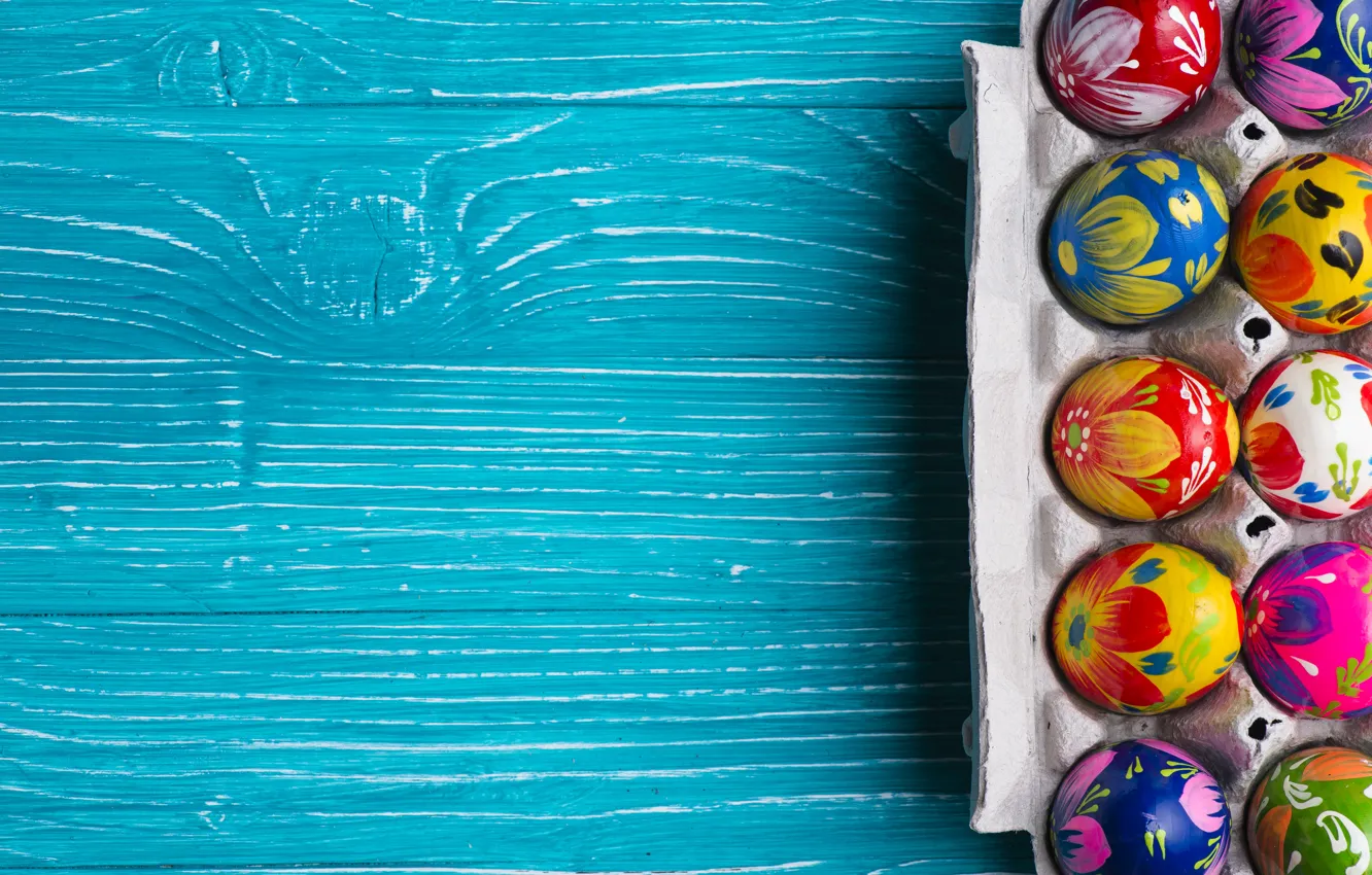 Photo wallpaper paint, spring, colorful, Easter, wood, Easter, Happy, the painted eggs