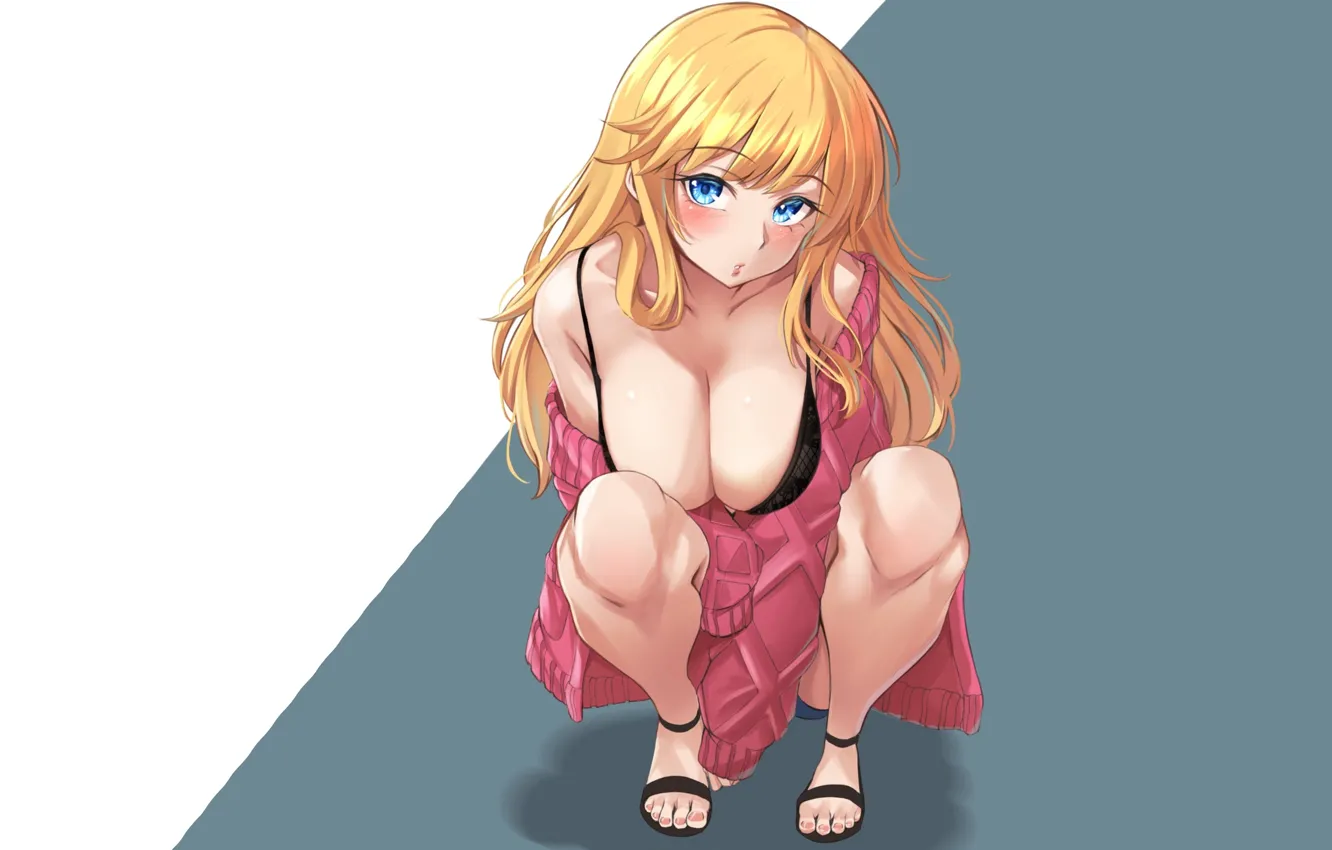 Photo wallpaper kawaii, girl, hot, boobs, anime, blue eyes, pretty, blonde