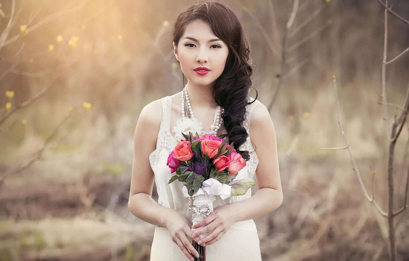 Photo wallpaper girl, Asian, the bride