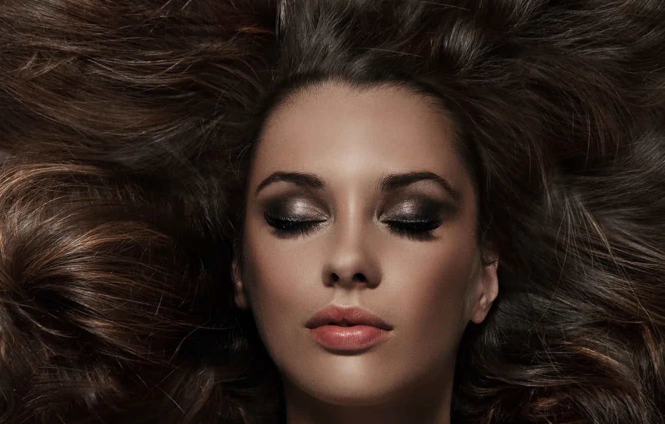 Photo wallpaper girl, face, hair, makeup