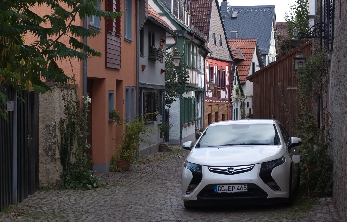 Photo wallpaper white, the city, Opel, ampera
