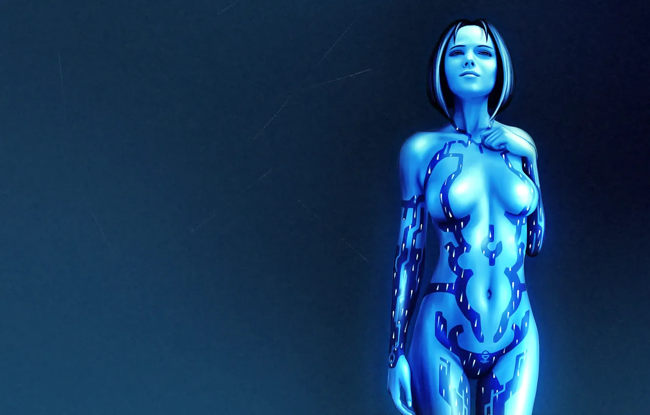 Photo wallpaper girl, Halo, hologram, Cortana