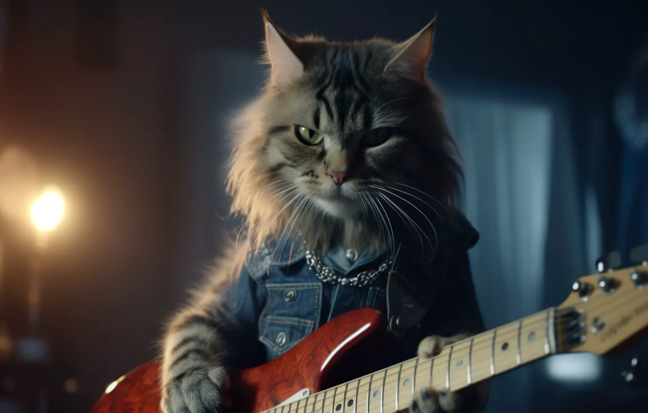 Photo wallpaper cat, cat, digital art, AI art, The Art of Artificial Intelligence, neural network