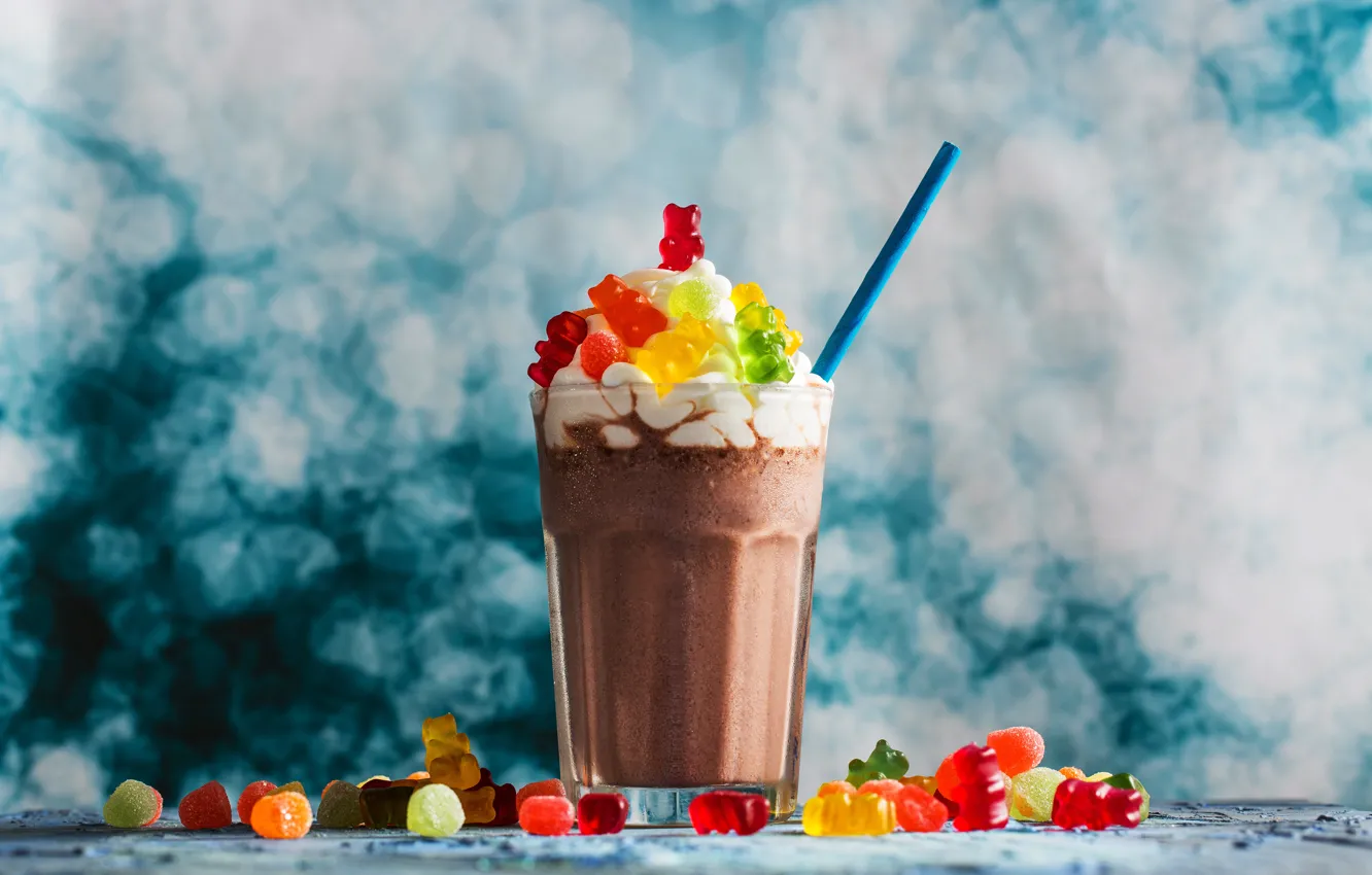 Photo wallpaper glass, cream, candy, drink, cocoa