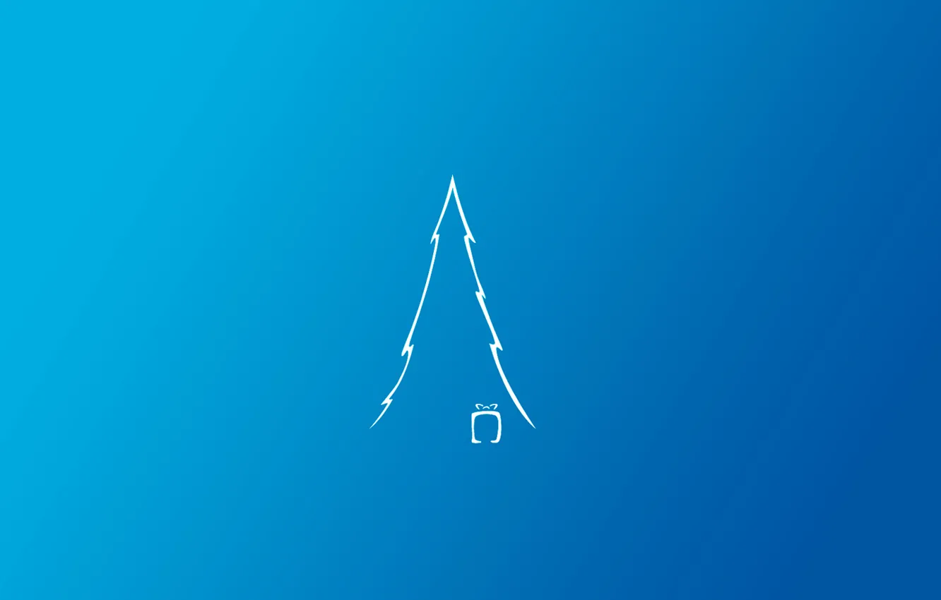 Photo wallpaper tree, new year, minimalism, Christmas, blue background, New Year, merry christmas