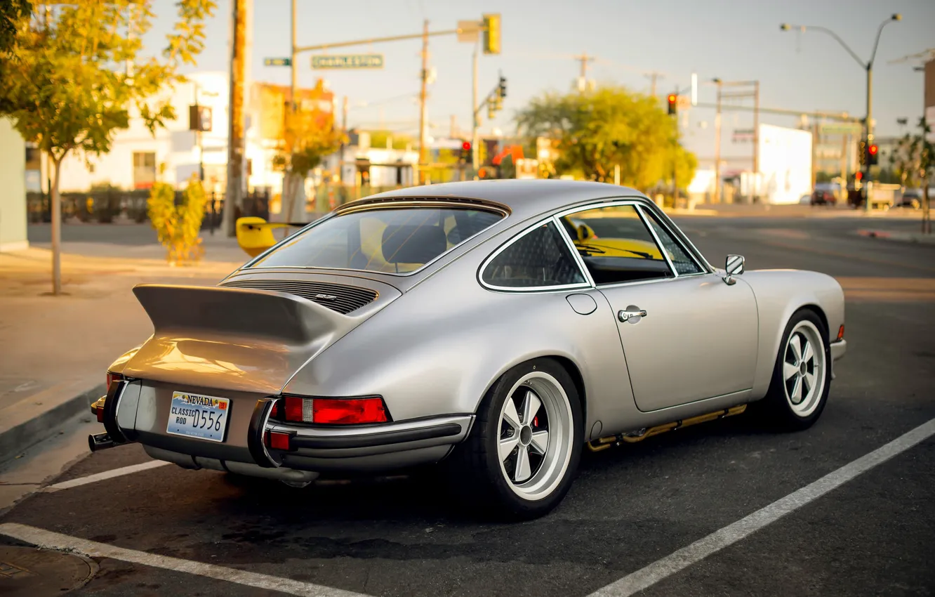 Photo wallpaper the city, silver, Porsche 911