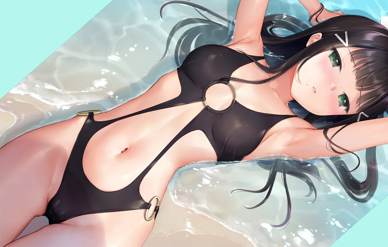Photo wallpaper kawaii, girl, hot, sexy, Stretch, wet, boobs, anime