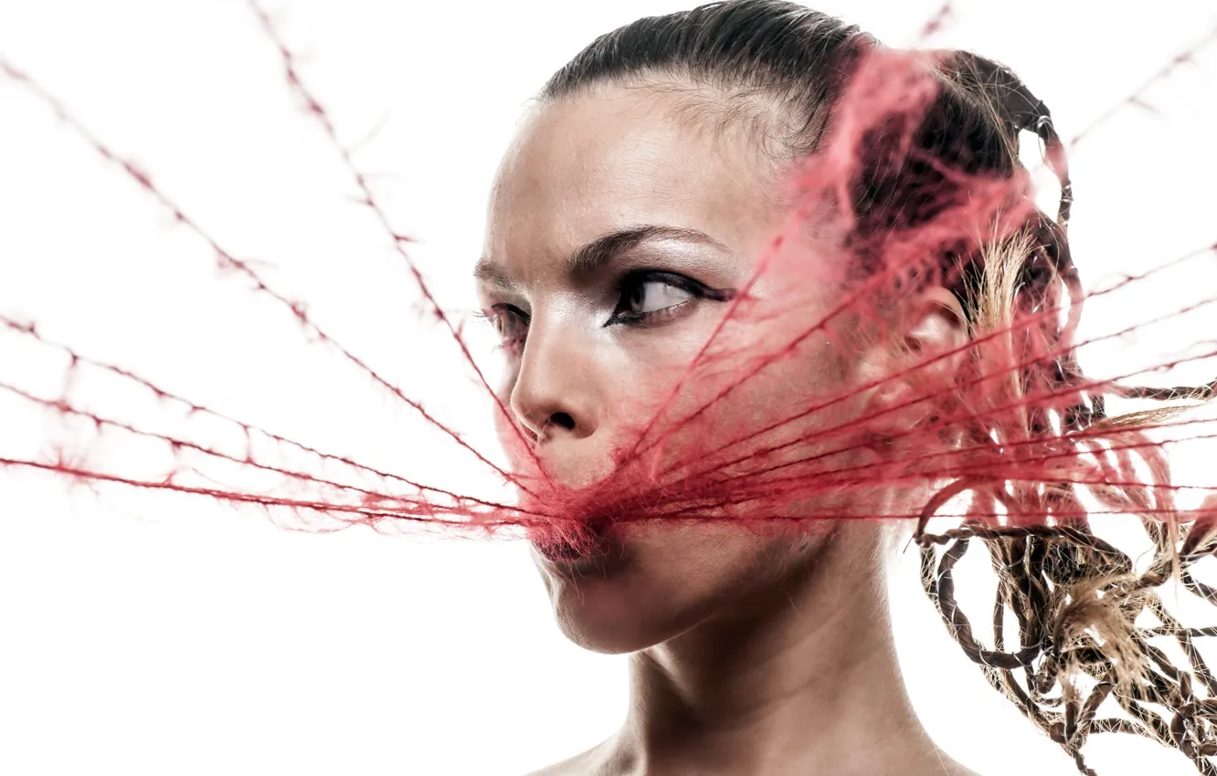 Photo wallpaper girl, portrait, thread