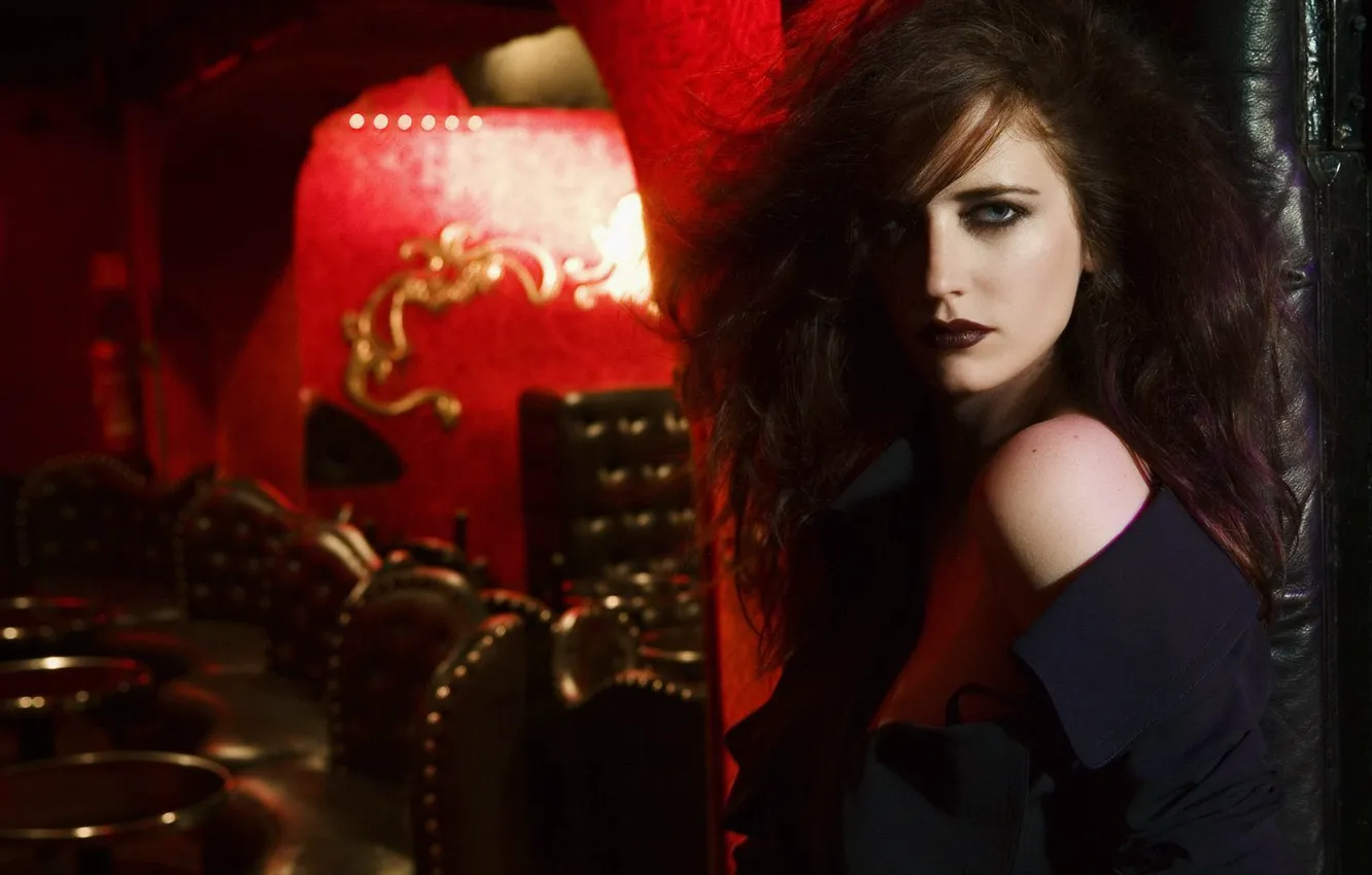 Photo wallpaper photo, room, Eva, coat, 2007, green, Eva Green, Satoshi Saikusa