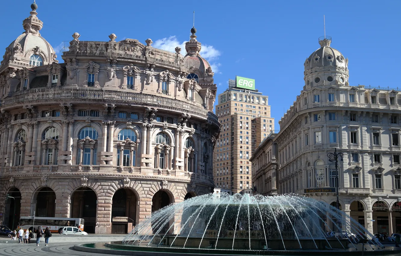 Photo wallpaper home, Italy, fountain, Genoa, the Piazza