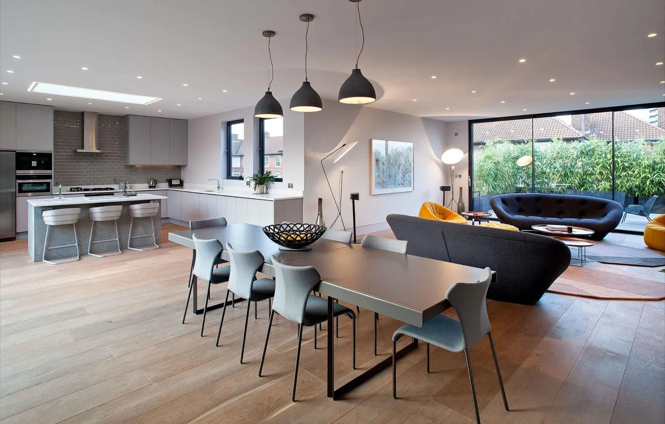 Photo wallpaper design, style, interior, kitchen, living room, dining room