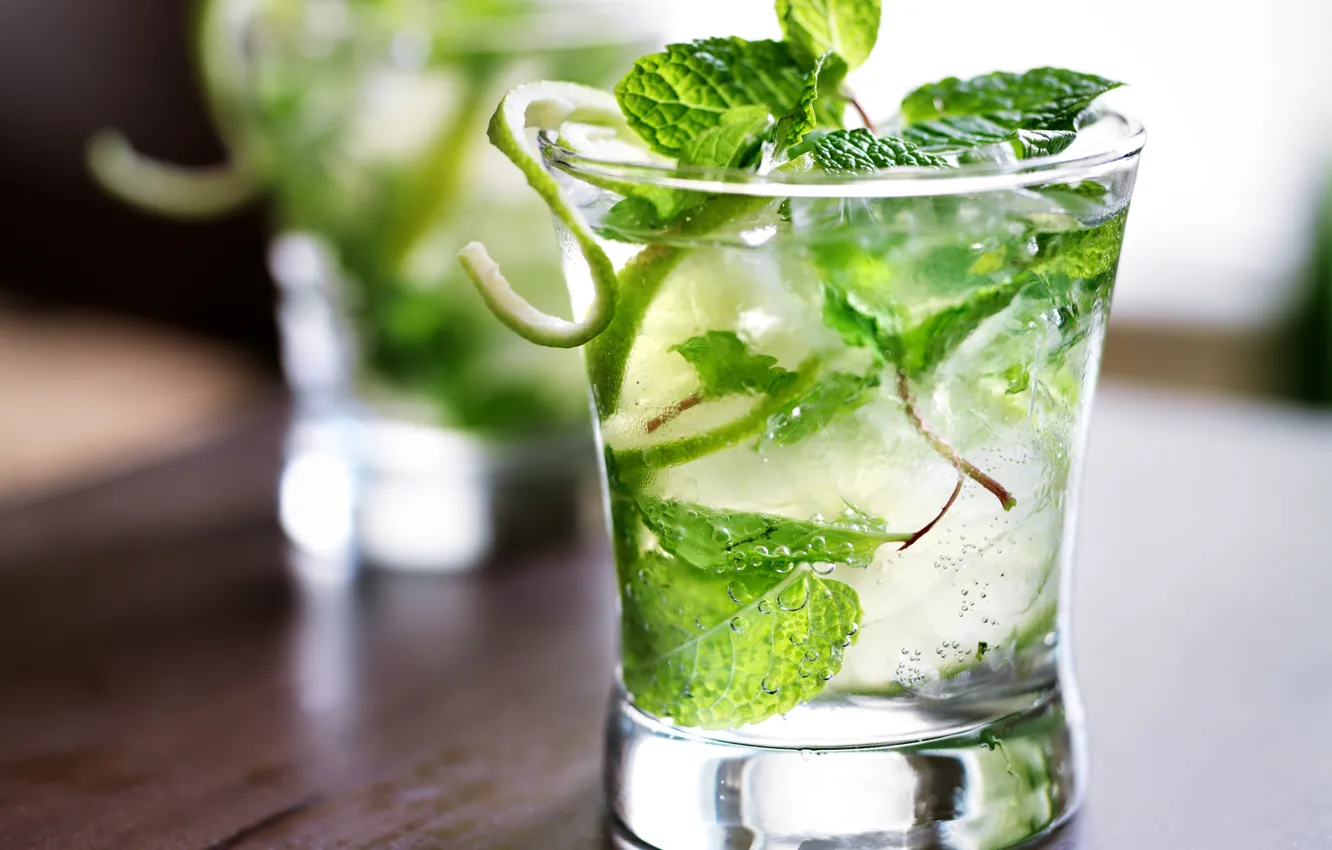 Photo wallpaper ice, cocktail, lime, ice, cocktail, lime, mint leaves, mint leaves