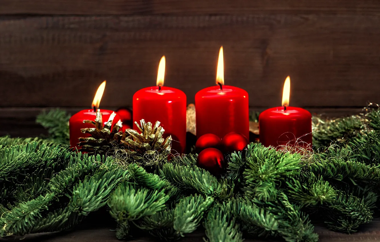 Photo wallpaper new year, Christmas, candles, red candles