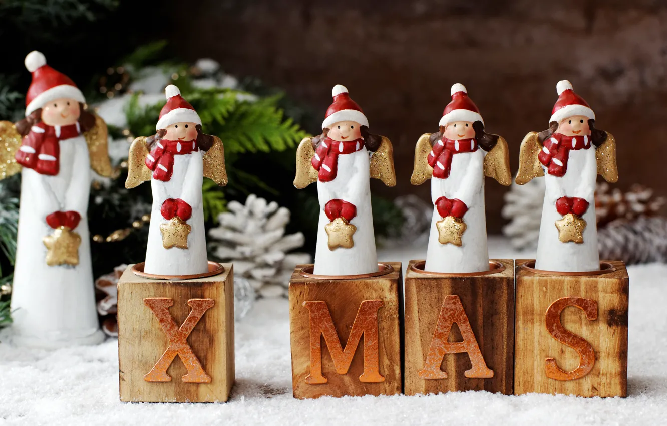 Photo wallpaper holiday, new year, candles, angels, decor