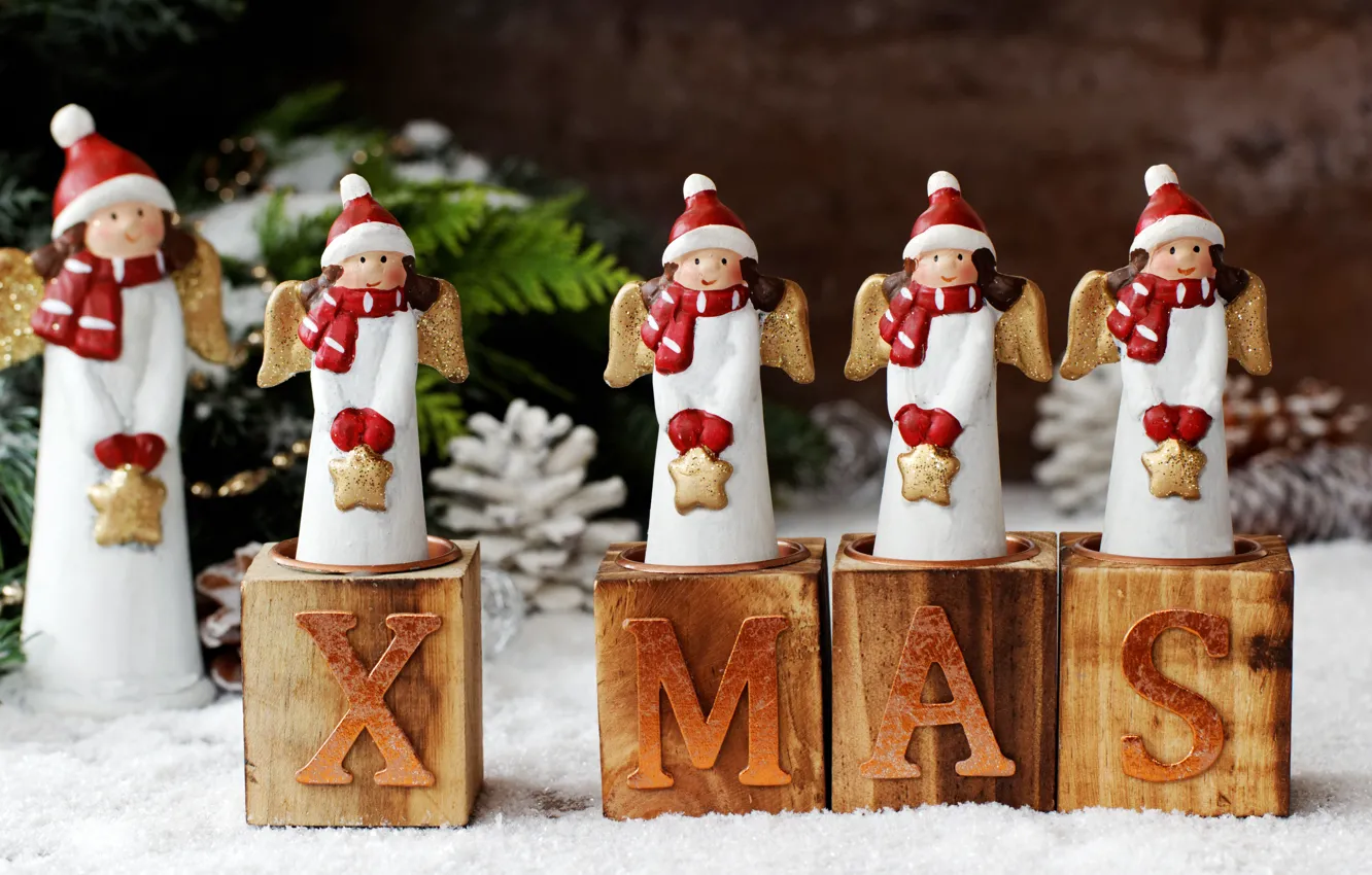 Photo wallpaper holiday, new year, angel, candles, decor
