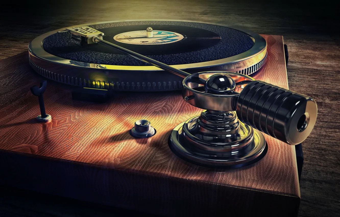 Photo wallpaper music, background, Old Style Record Deck