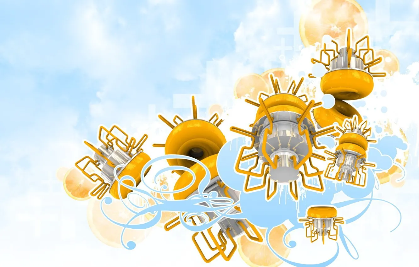 Photo wallpaper mechanism, orange, positive