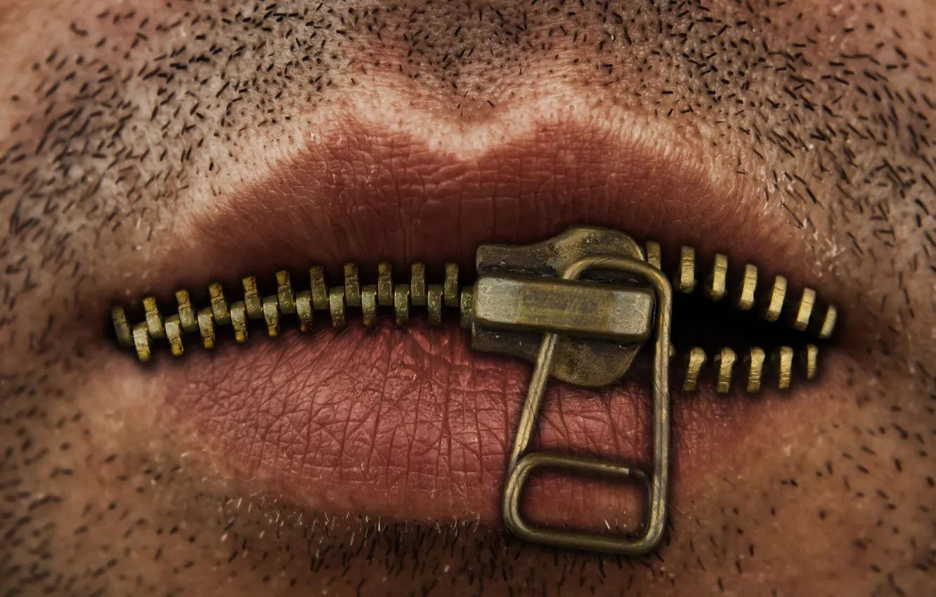 Photo wallpaper lips, closeup, Silence, Keep your mouth shut, Keeping a secret, Unwillingness to talk