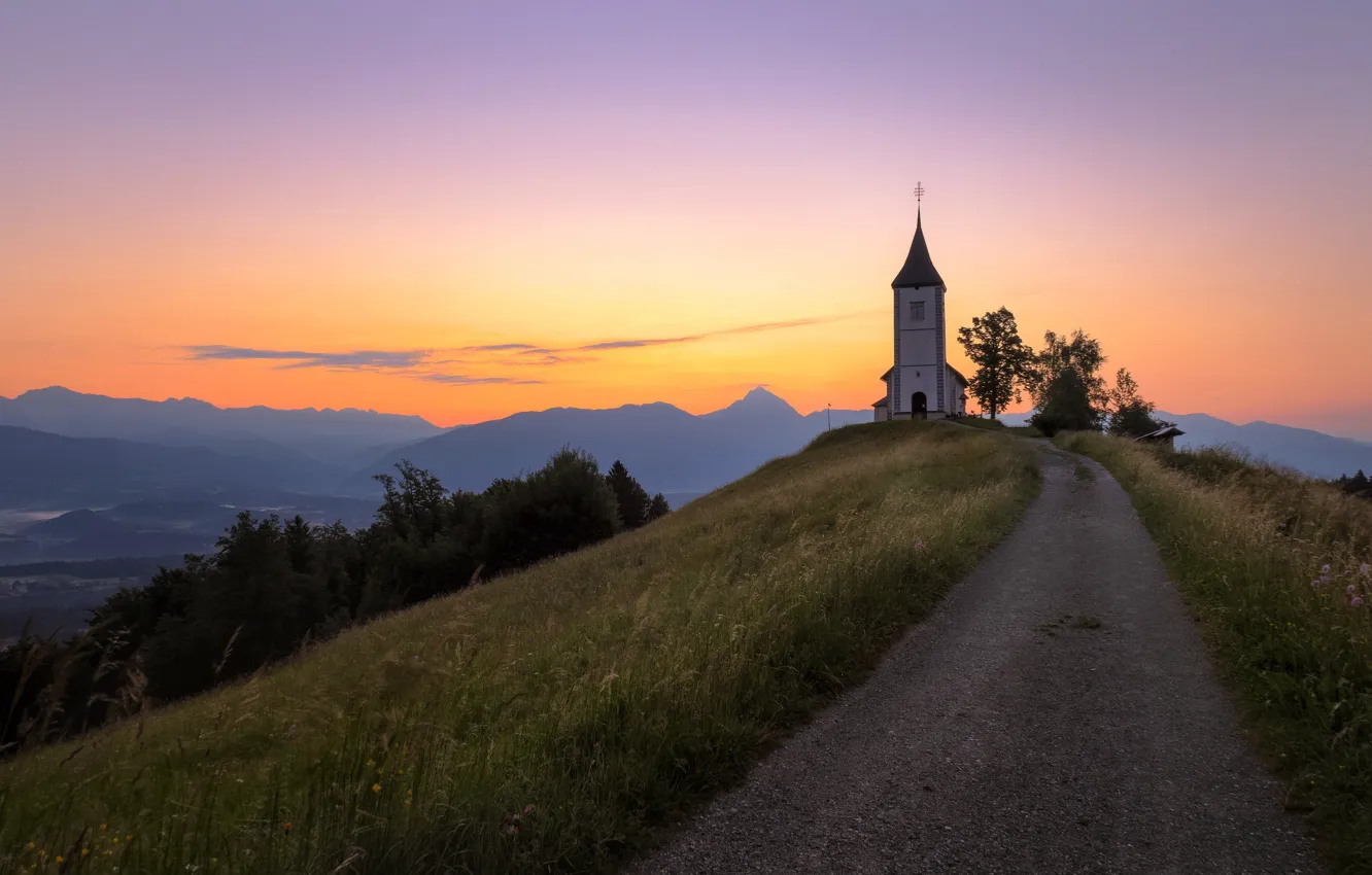Photo wallpaper sunrise, Slovenia, Jamnik