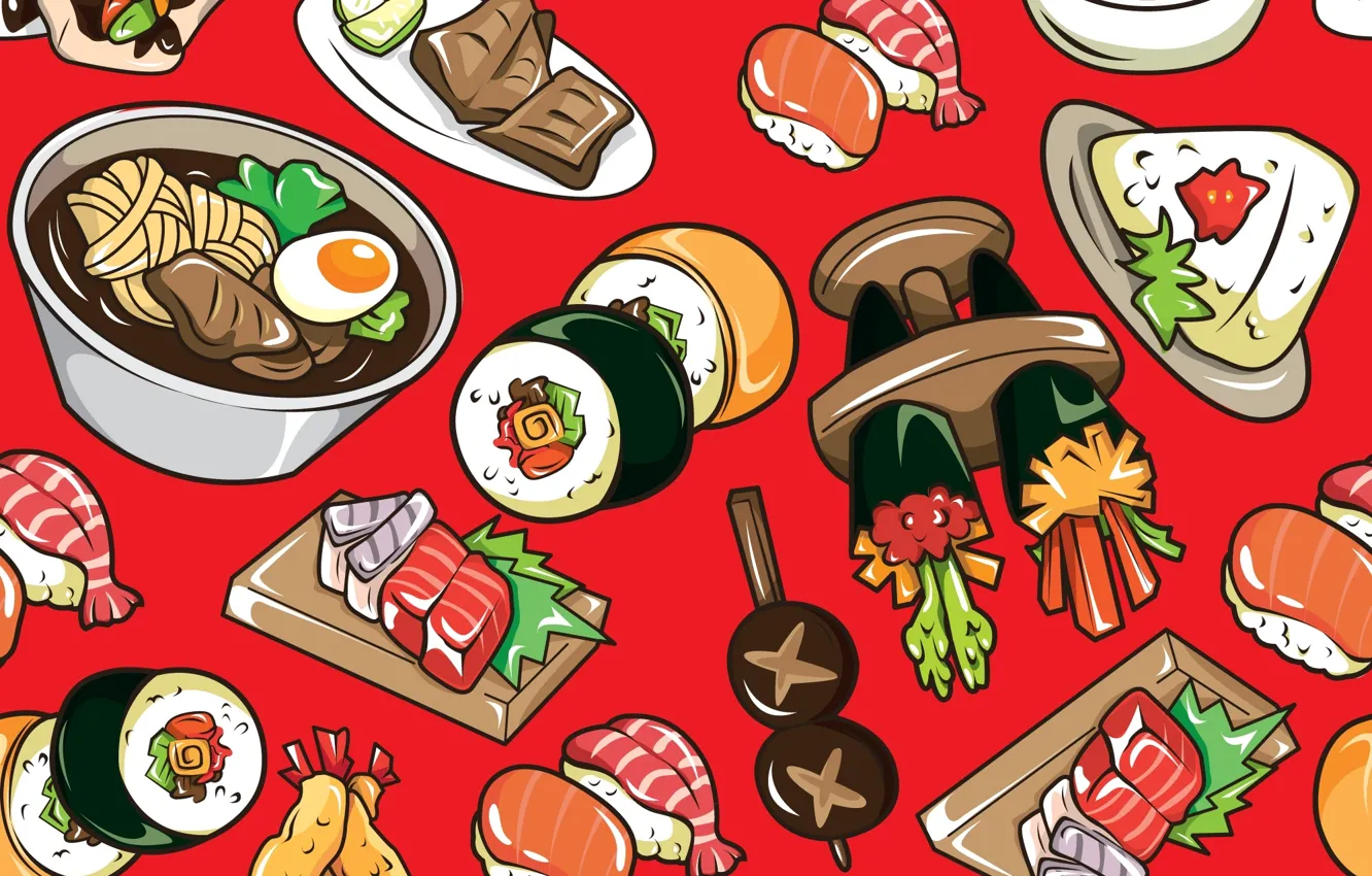 Photo wallpaper texture, texture, rolls, sushi, sushi, rolls, Japanese cuisine, Japanese cuisine