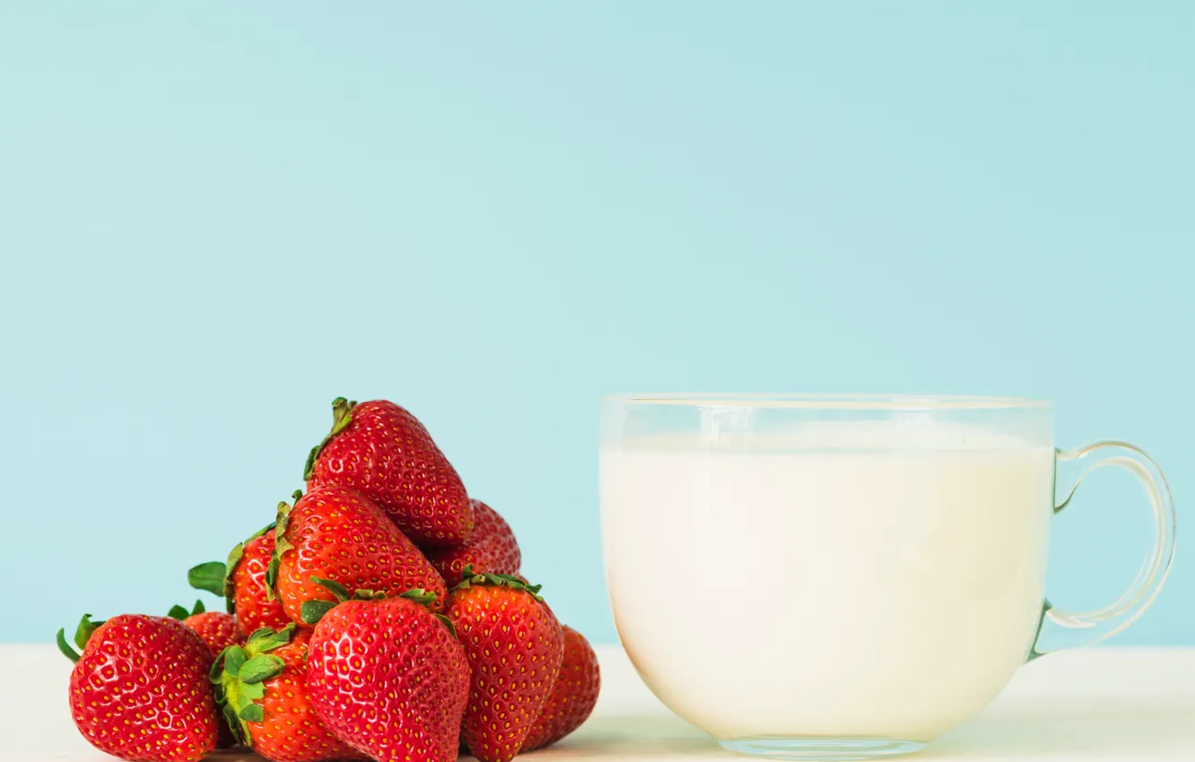 Photo wallpaper berries, Breakfast, strawberry, yogurt