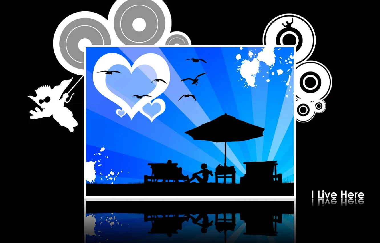 Photo wallpaper heart, minimalism, vector