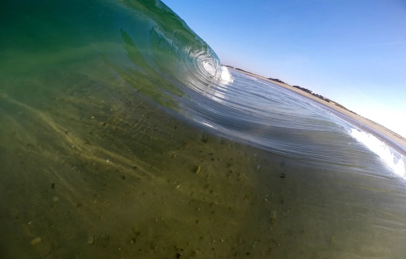 Photo wallpaper sea, wave, the sky, water, shore