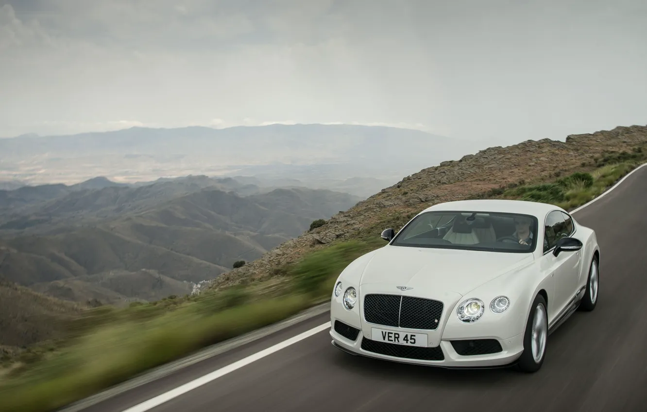 Photo wallpaper road, landscape, mountains, coupe, bentley