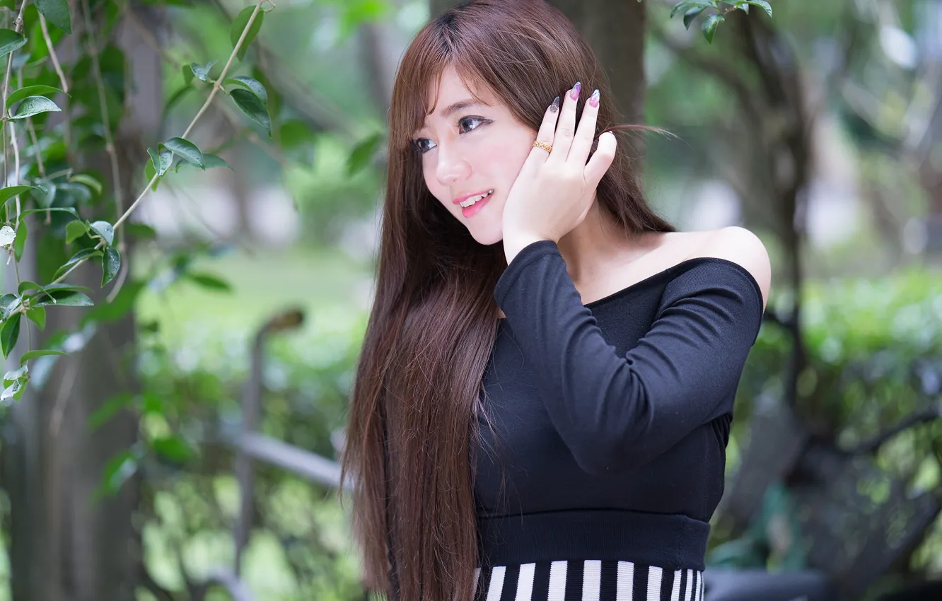 Photo wallpaper girl, hair, Asian, cutie