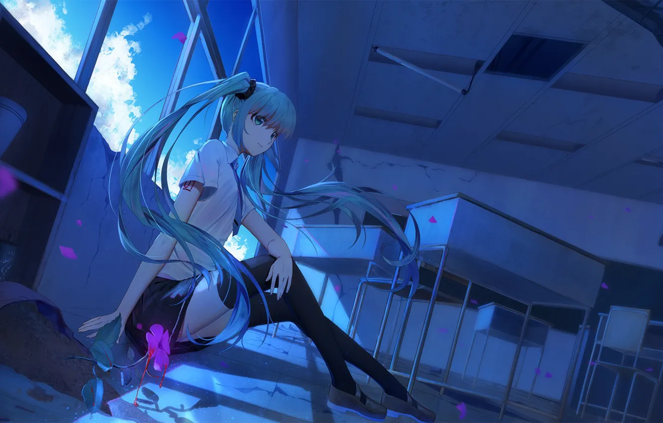 Photo wallpaper girl, class, Vocaloid, Hatsune Miku