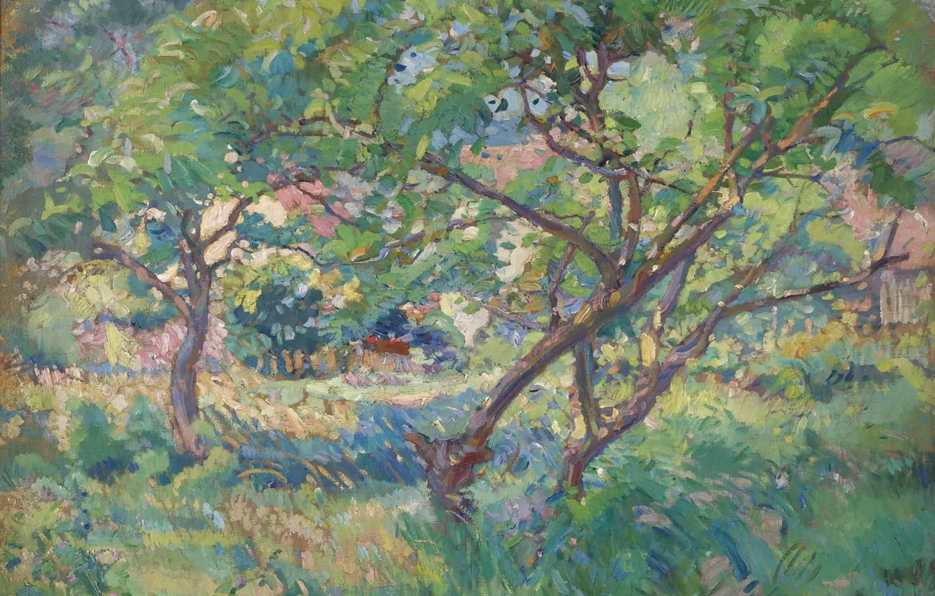 Photo wallpaper landscape, picture, 1909, Karl Albert Buehr, Carl Albert FYR, Artist's House. View Through The Trees