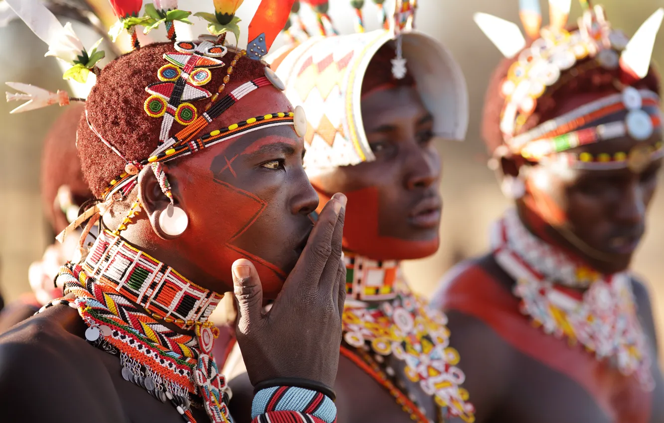 Photo wallpaper Africa, Kenya, Samburu warriors