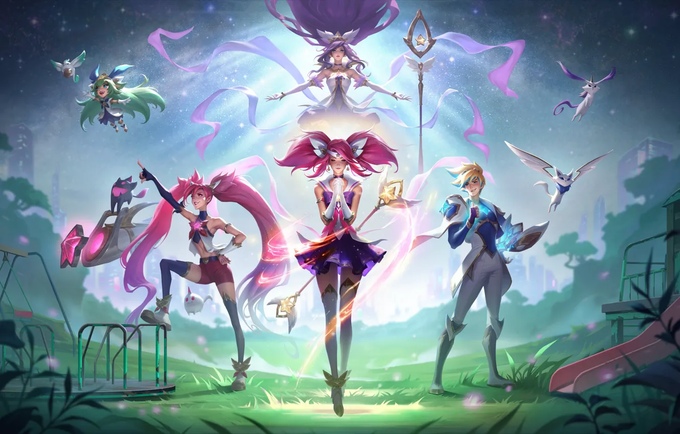 Photo wallpaper the game, game, Lux, League of Legends, Janna, LOL, League Of Legends, Lulu