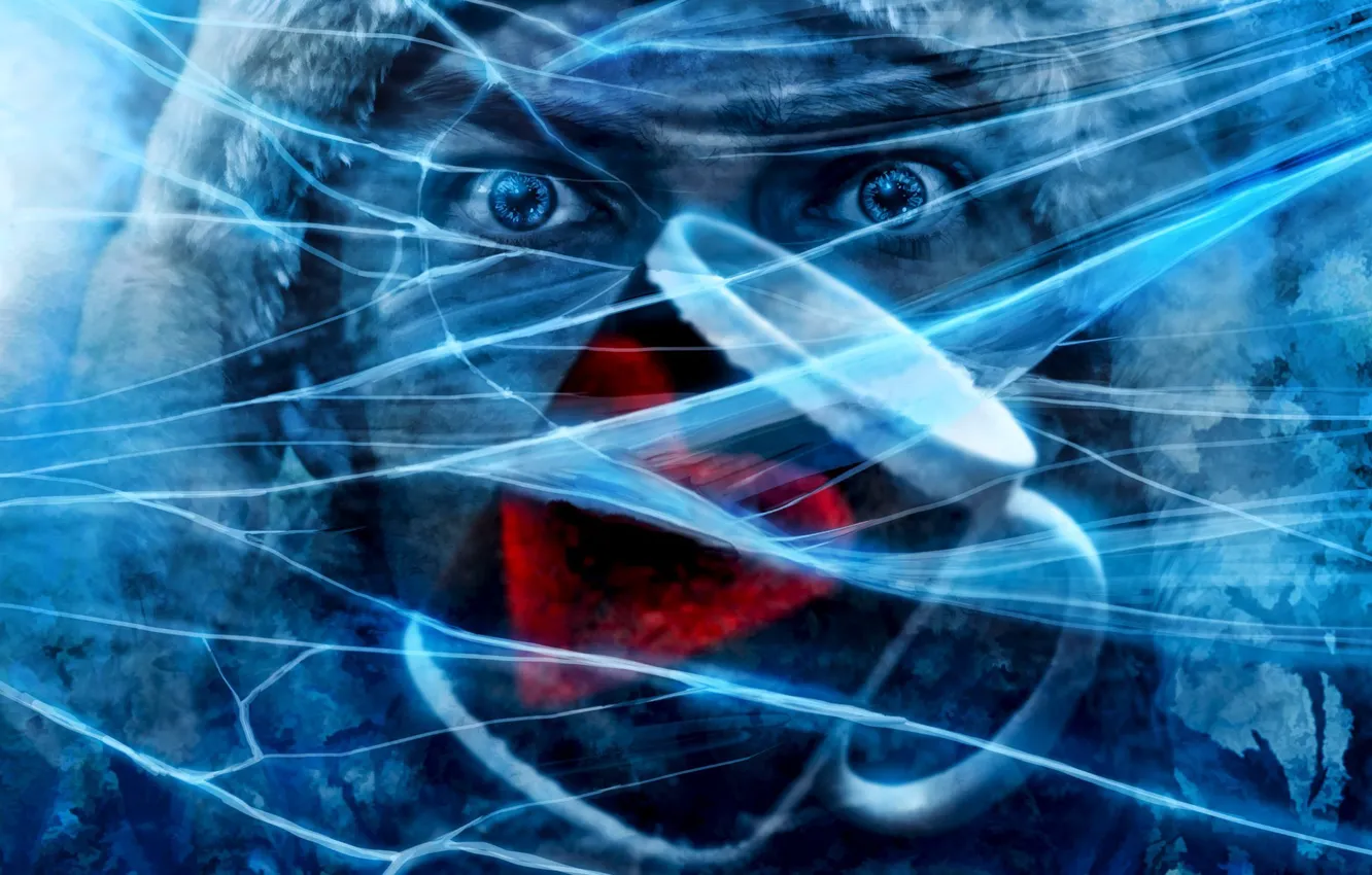 Photo wallpaper cold, ice, face, cracked, heart, people, art, mug