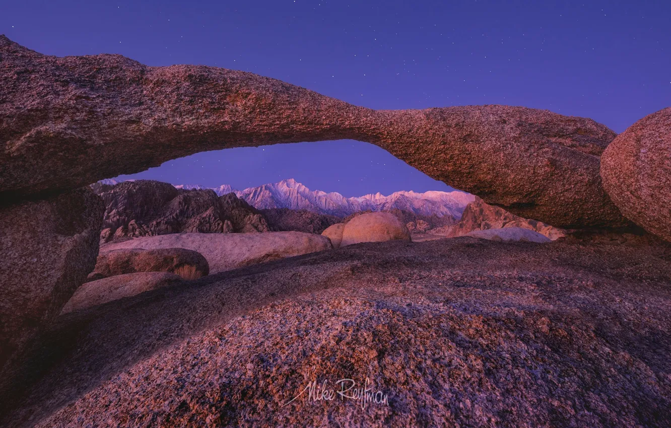 Photo wallpaper the sky, night, rocks, arch
